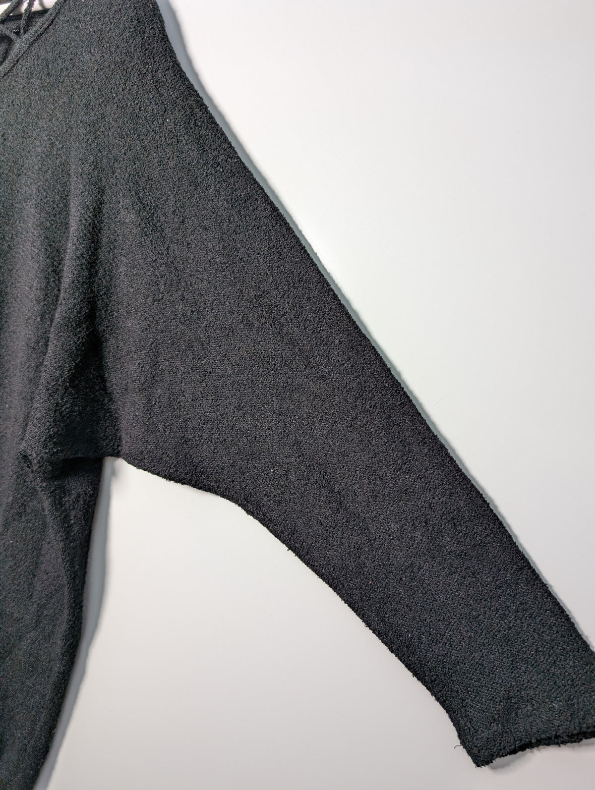 Vivian Chan Shaw Knit Sweater Lattice Neckline Black - Image 3