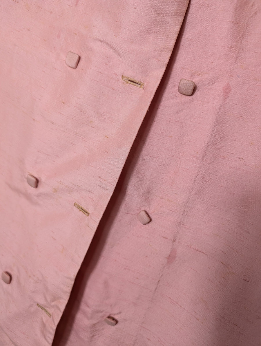 Lintern Vintage Silk Shantung Coat - Elegant Double-Breasted Pink Silhouette - Image 2