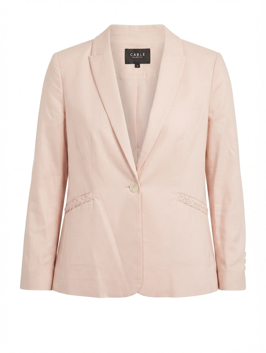 Cable Melbourne Women's Blazer Pale Pink Braided Pocket Detail Size 14 - Image 1