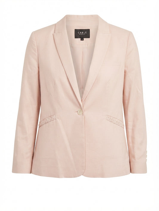 Cable Melbourne Women's Blazer Pale Pink Braided Pocket Detail Size 14 - Image 1