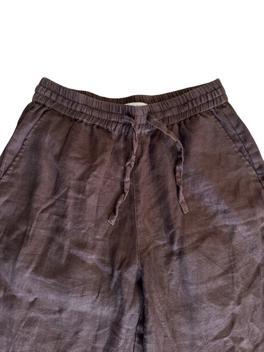 AERE Brown Linen-Blend Drawstring Pants Size 30 - Image 1