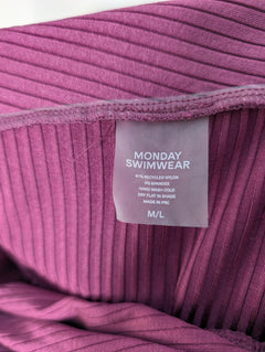Monday Swimwear Ribbed Knot-Front Midi Skirt Burgundy M/L - Image 5