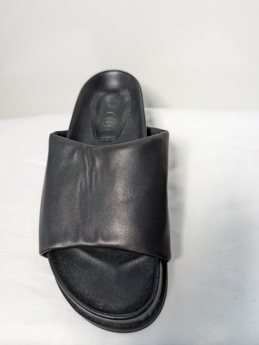Walnut Melbourne Kendall Platform Slides Black Leather Size 37 - Image 2