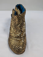 Gold Metallic Textured Leather Ankle Boots Size 39 - Image 5