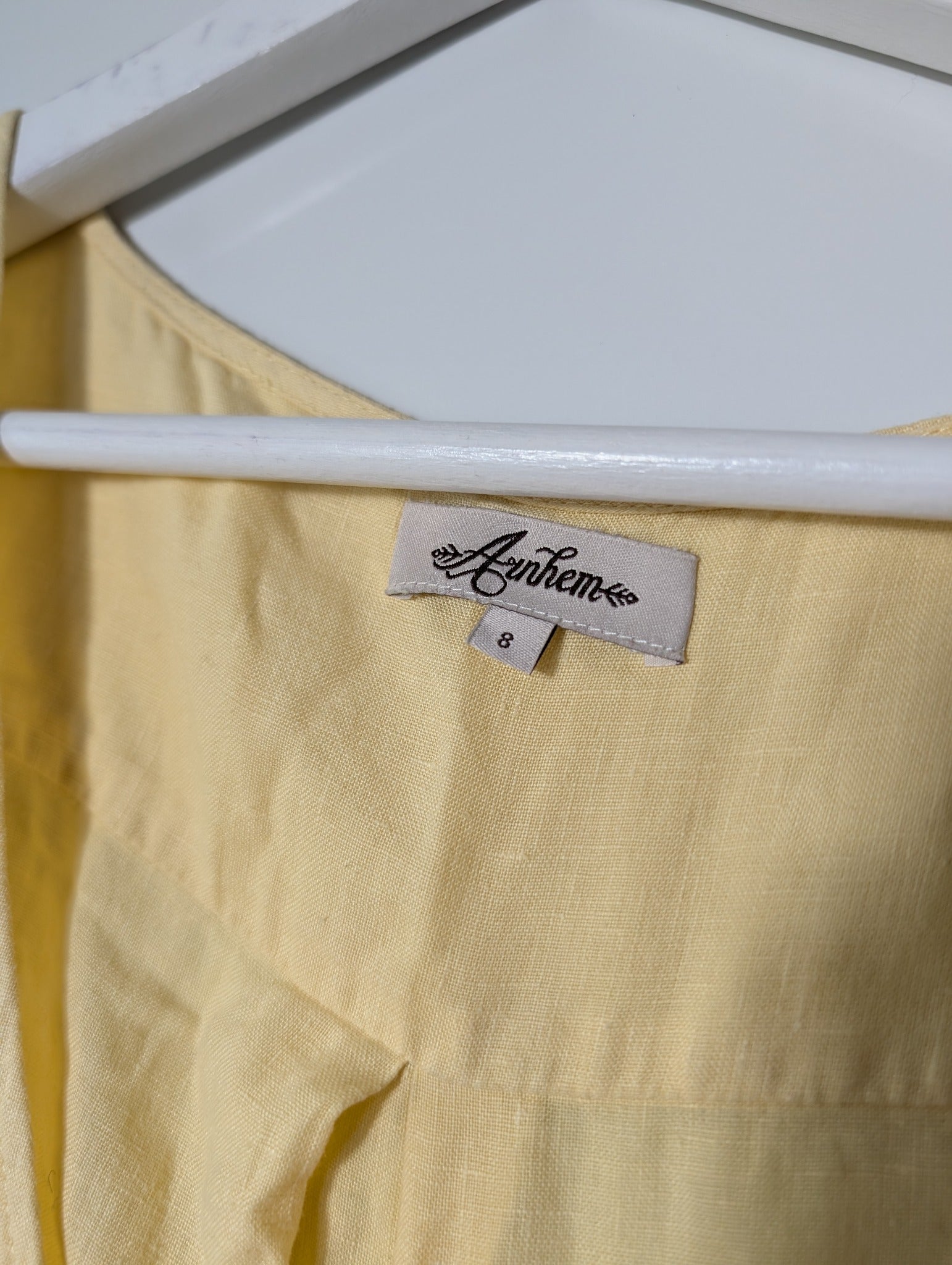 Arnhem Linen Button-Front Jumpsuit Yellow Size 8 - Image 4