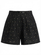 alice McCALL High-Waisted Pleated Shorts Black Rabbit Print AU 8 - Image 1