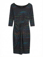 Diana Ferrari Twist-Front Sheath Dress Black Abstract Print XXL - Image 1