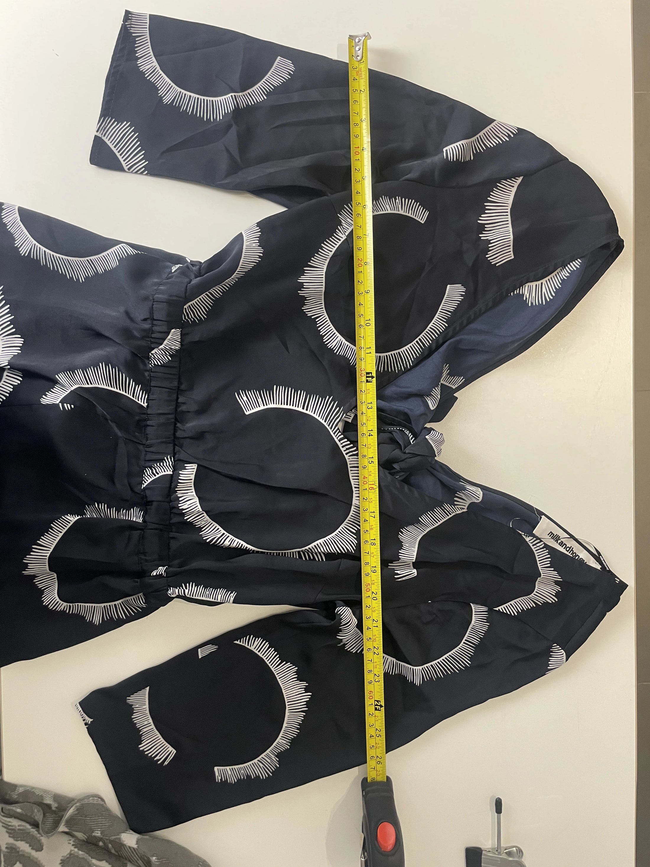 Milkandhoney Navy Blue Sunburst Pattern Cotton Dress Size 12 - Image 6