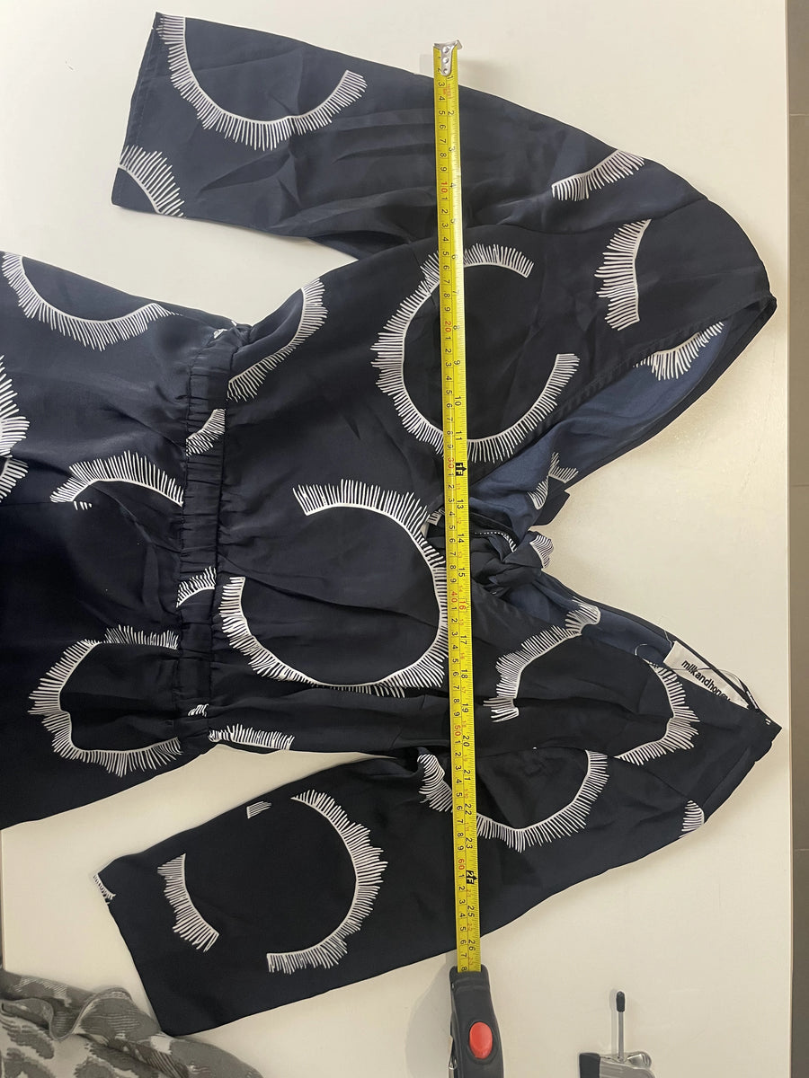 Milkandhoney Navy Blue Sunburst Pattern Cotton Dress Size 12 - Image 6