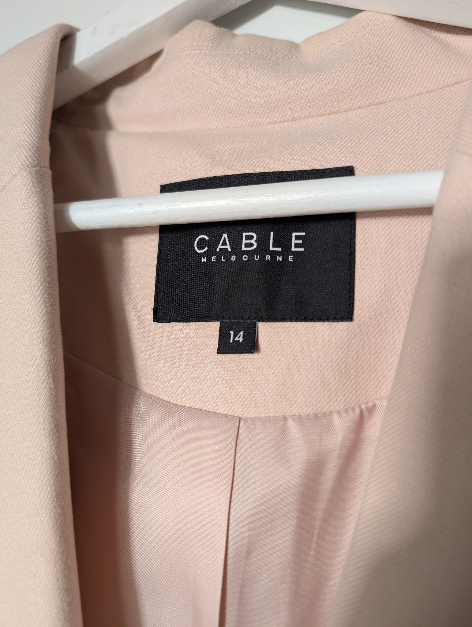 Cable Melbourne Women's Blazer Pale Pink Braided Pocket Detail Size 14 - Image 4