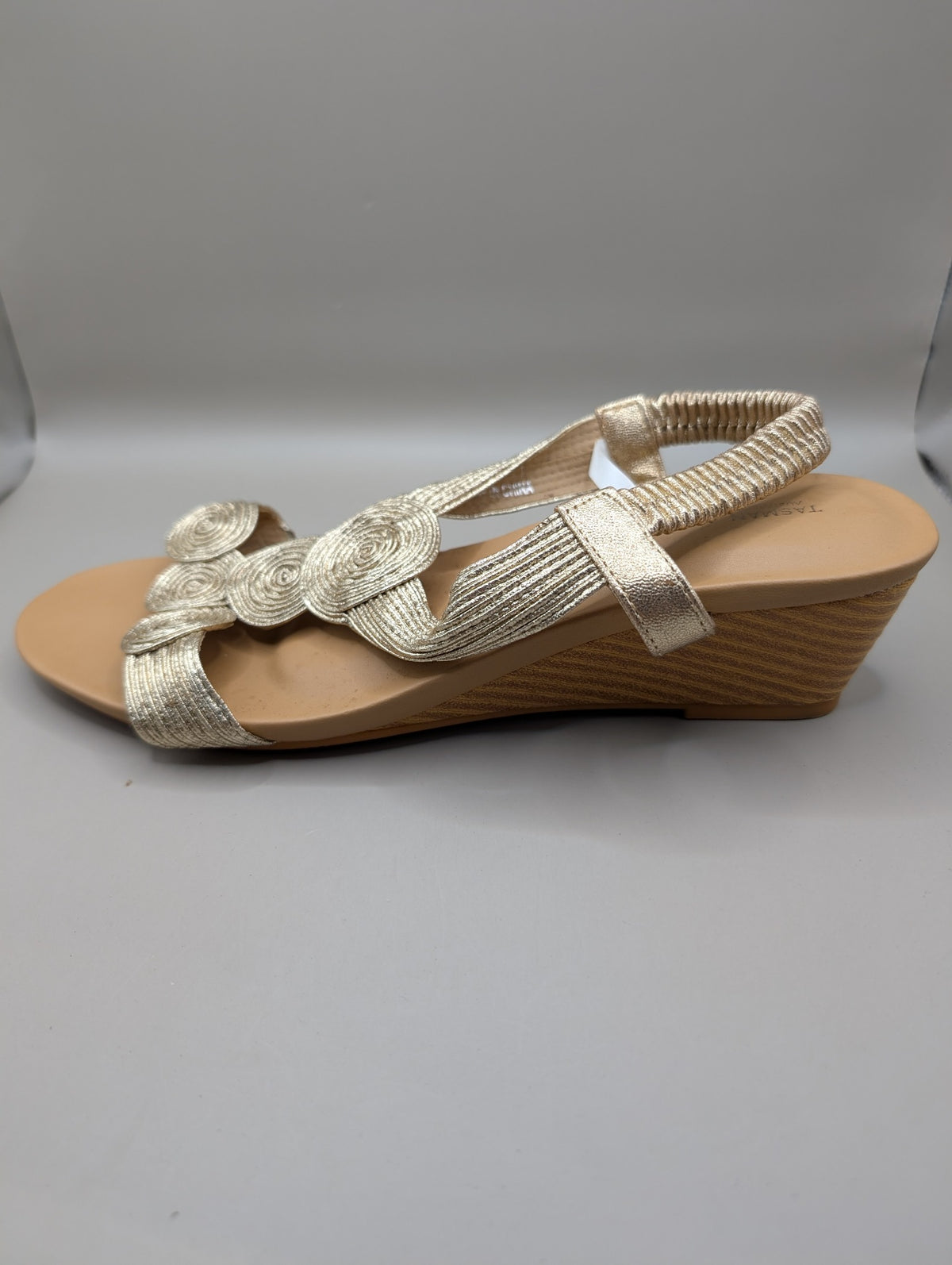 Gold Metallic Spiral Detail Slingback Sandals Women's AU 9.5 - Image 2