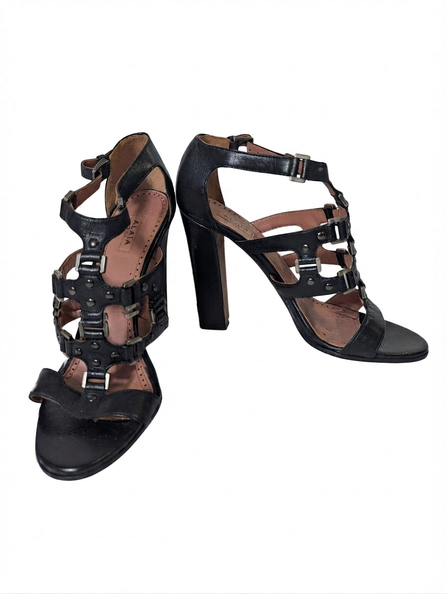 Alaïa Paris Studded Gladiator Heeled Sandals Black EU 38 - Image 1