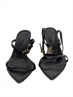 DOF Studio Leather Pointed Toe Strappy Sandals Black Size 38 - Image 1