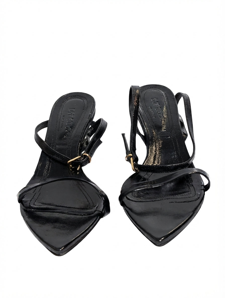 DOF Studio Leather Pointed Toe Strappy Sandals Black Size 38 - Image 1