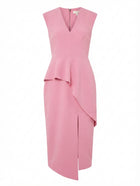 Ginger & Smart Peplum Midi Dress Pink Size 8 - Image 1
