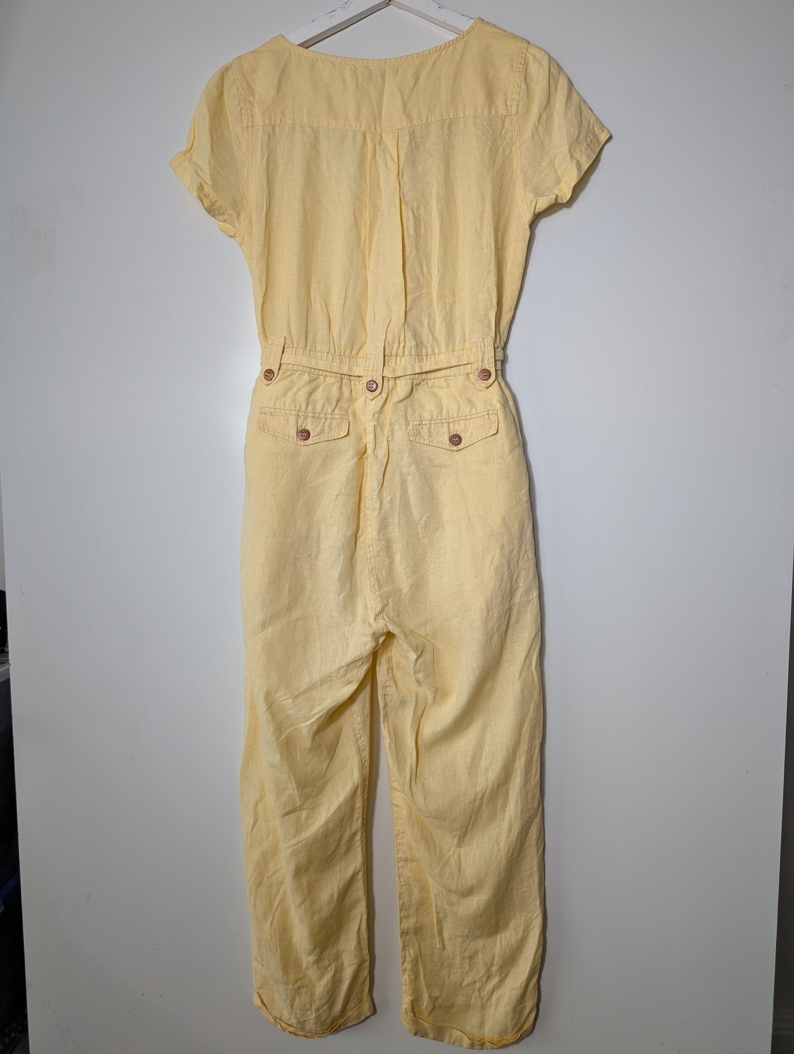 Arnhem Linen Button-Front Jumpsuit Yellow Size 8 - Image 5