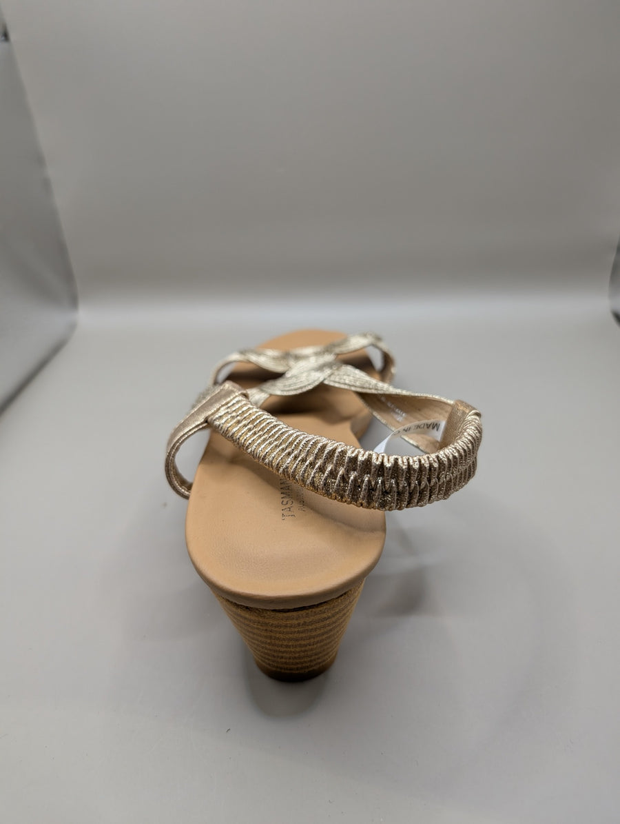 Gold Metallic Spiral Detail Slingback Sandals Women's AU 9.5 - Image 3
