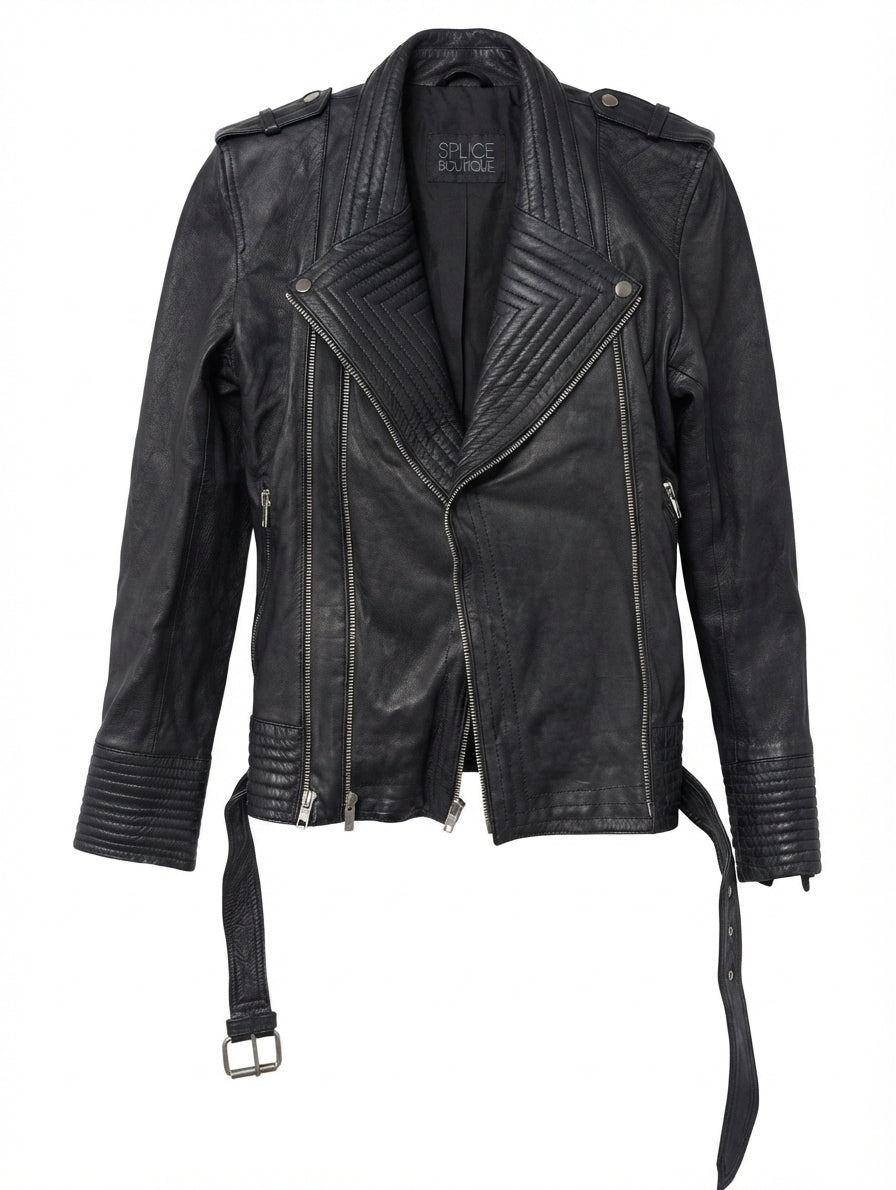 Splice Boutique Leather Biker Jacket Black Size 6 - Image 1