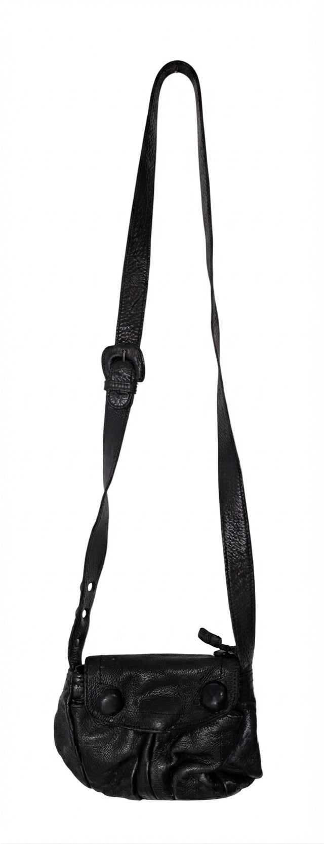 SABA Black Pebbled Leather Crossbody Bag