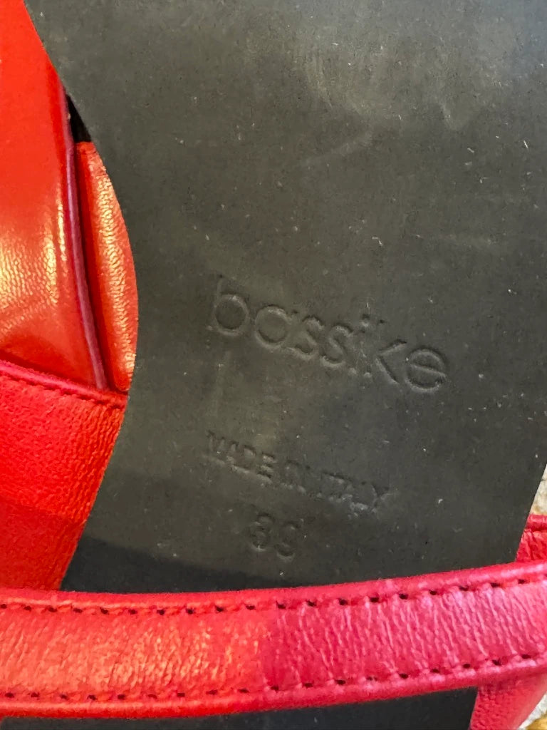 Bassike Red Leather Block Heel Sandals - Image 3