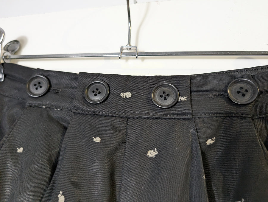 alice McCALL High-Waisted Pleated Shorts Black Rabbit Print AU 8 - Image 4