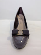 Salvatore Ferragamo Vara Bow Kitten Heel Pumps Grey Patent Leather - Image 3