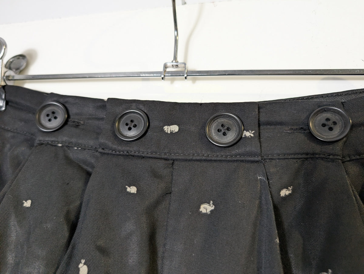 alice McCALL High-Waisted Pleated Shorts Black Rabbit Print AU 8 - Image 4