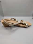 Gold Metallic Spiral Detail Slingback Sandals Women's AU 9.5 - Image 4