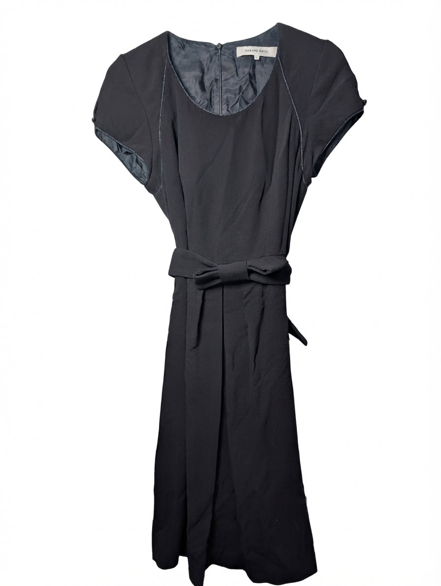 Gerard Darel Short Sleeve Belted Dress Black Size 42 - Image 1