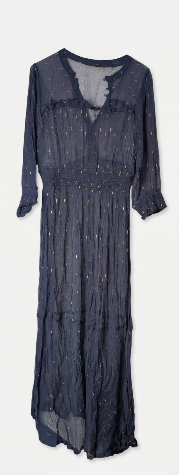 Marie Louise de Monterey Navy Viscose Lurex Long Sleeve Dress - Image 1