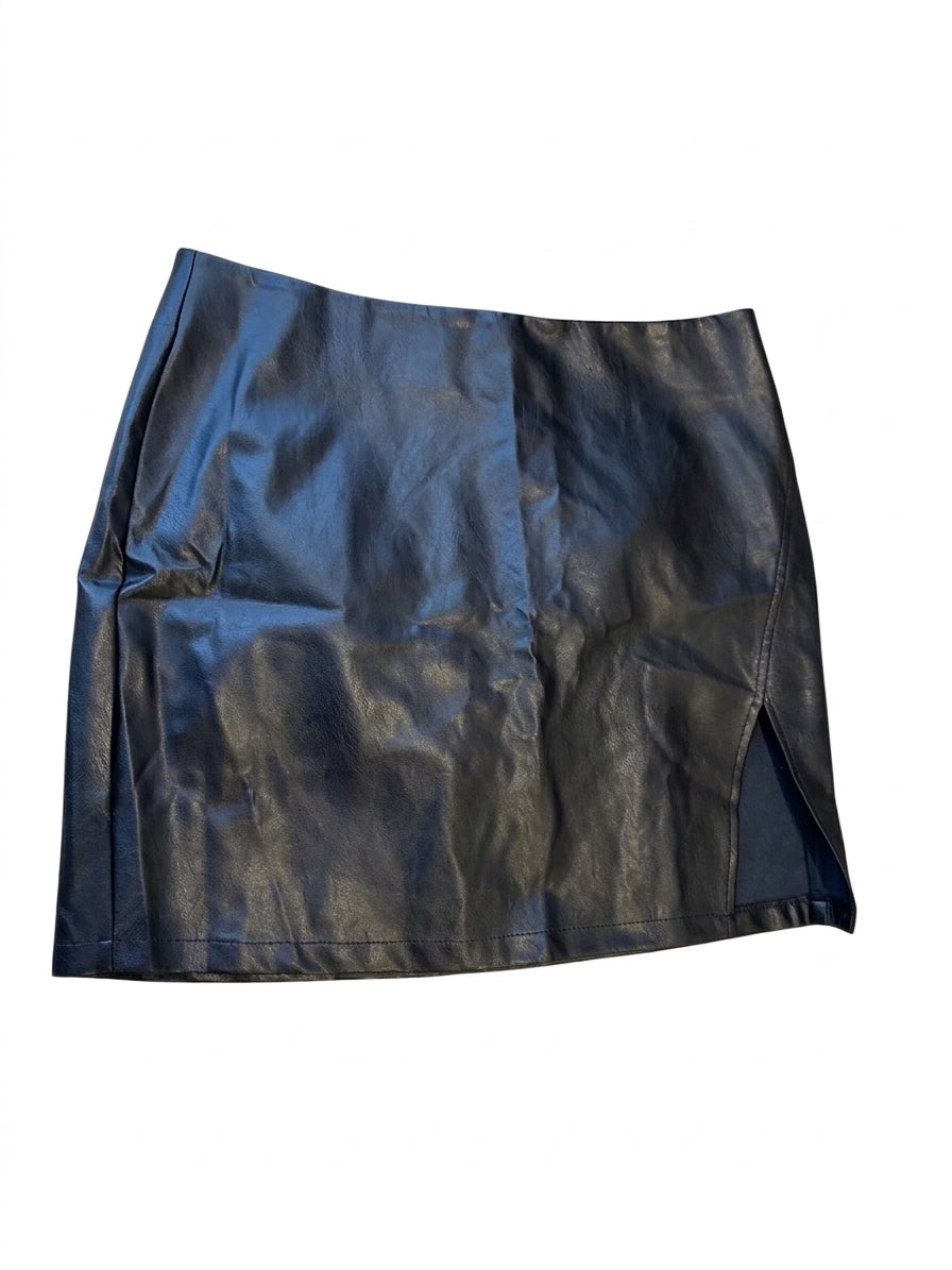 Showpo Black Faux Leather Mini Skirt - Image 1