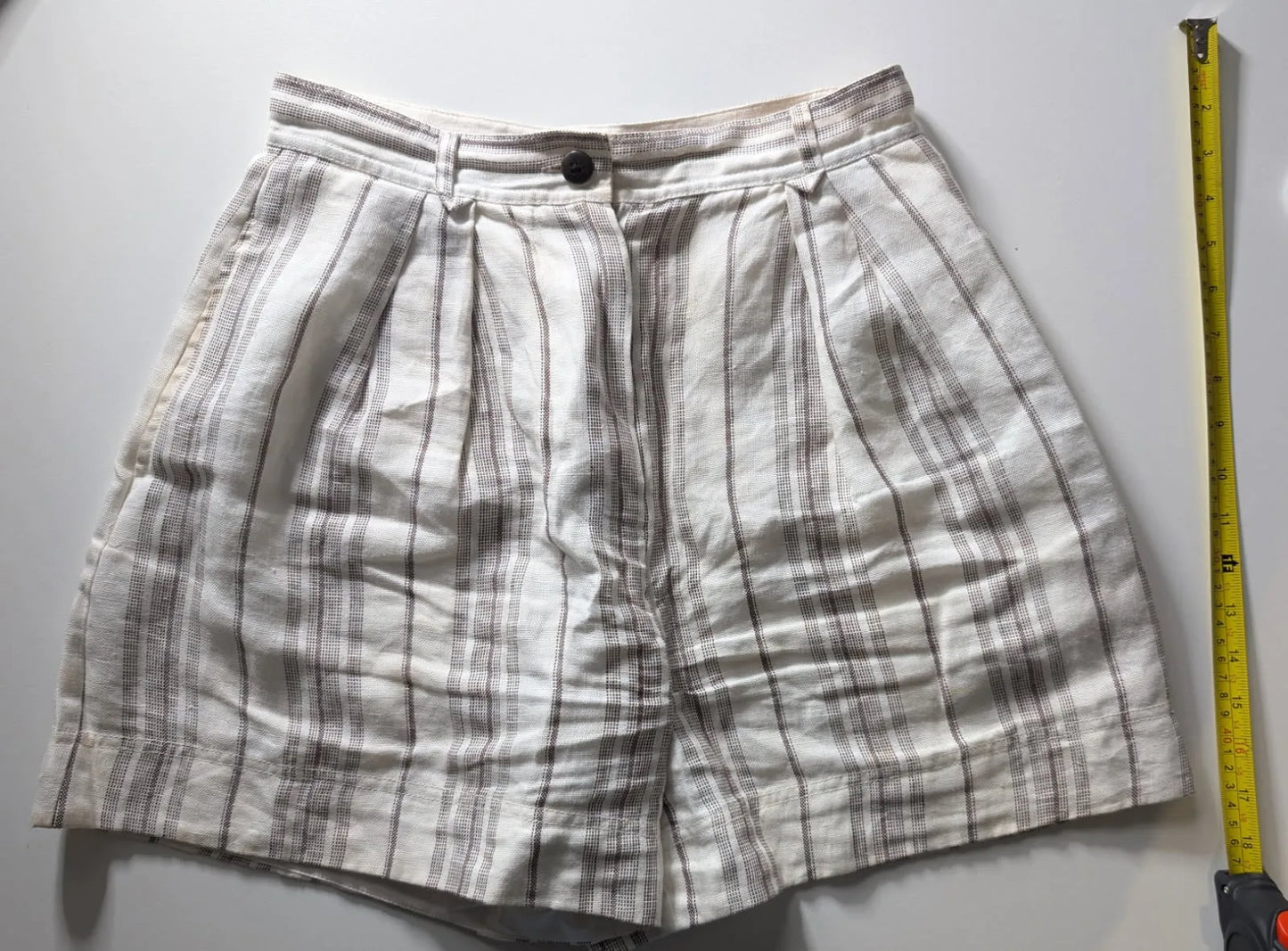 Lee Mathews Women's High-Waisted Striped Linen Shorts - Image 2