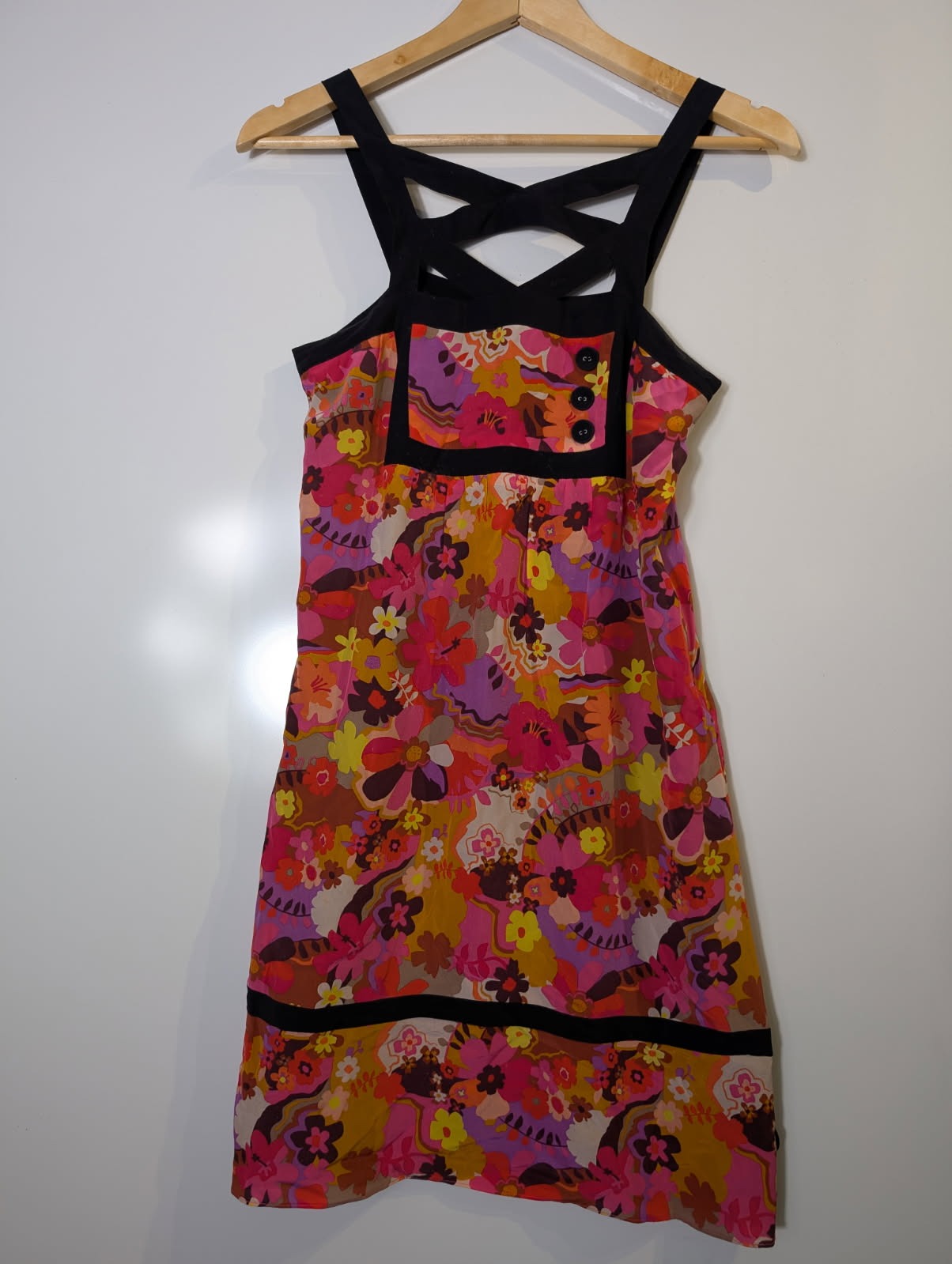 Alannah Hill Silk Floral Dress - Criss-Cross Back Size 8 - Image 6