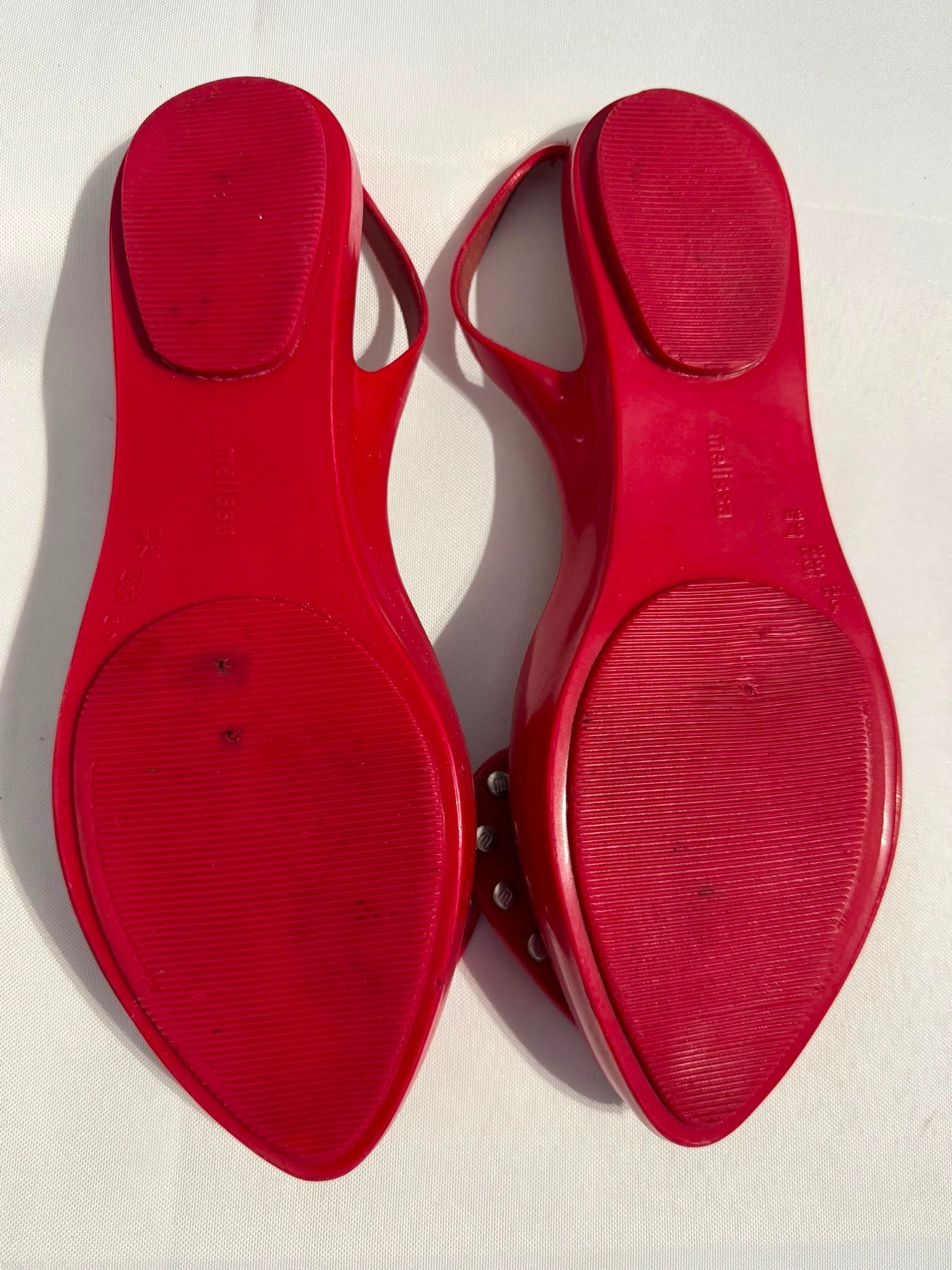 Vivienne Westwood Anglomania + Melissa Studded Heart Slingback Flats Red EU 37 - Image 4