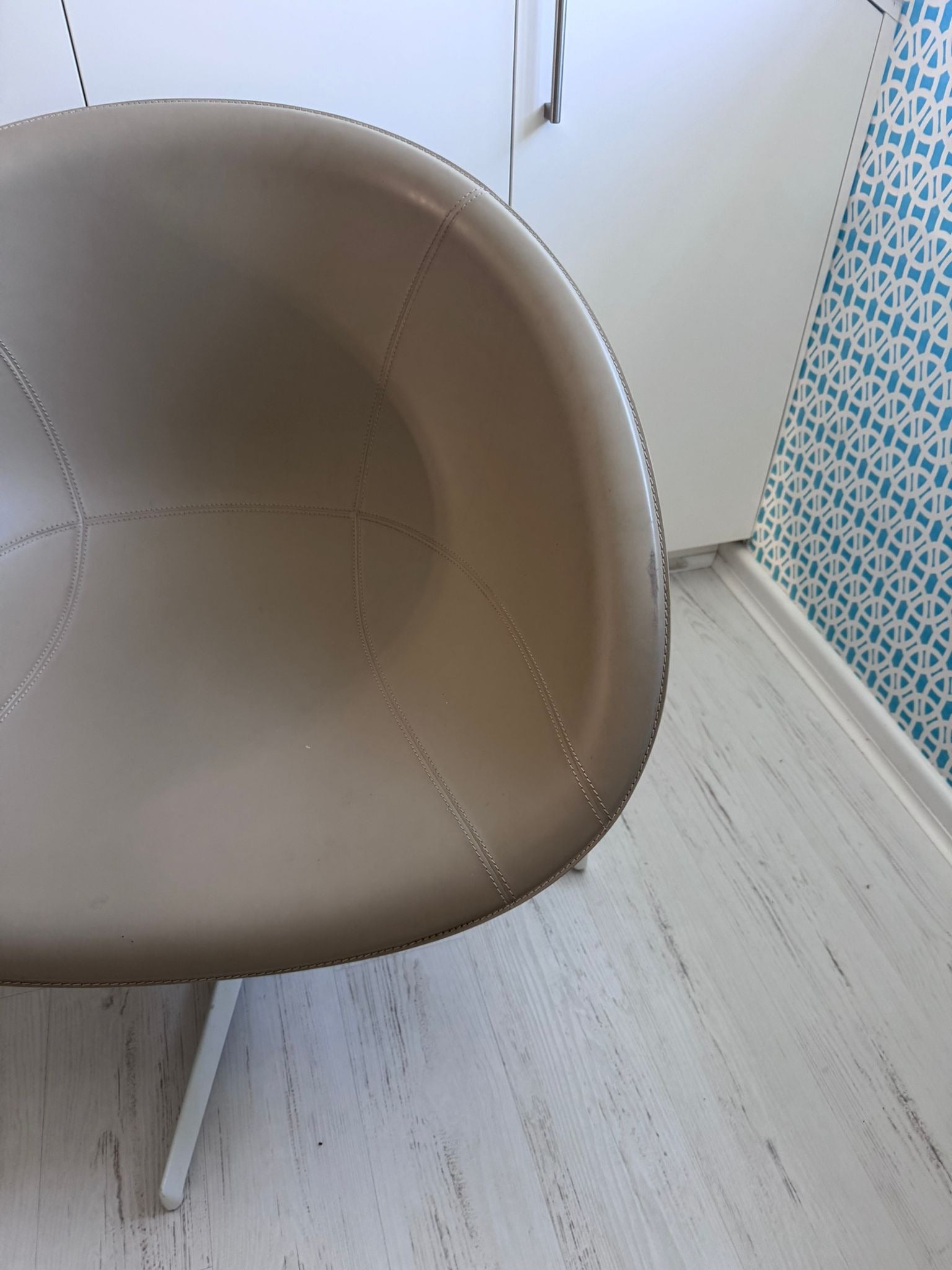 leather Swivel Chair Beige Modern Minimalist - Image 6