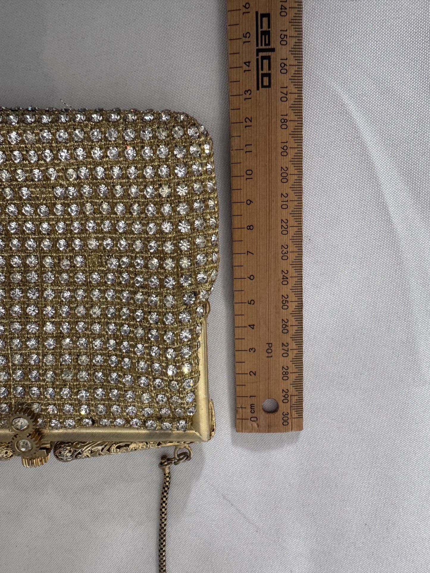 Vintage Gold Tone Rhinestone Mesh Evening Bag - Image 6