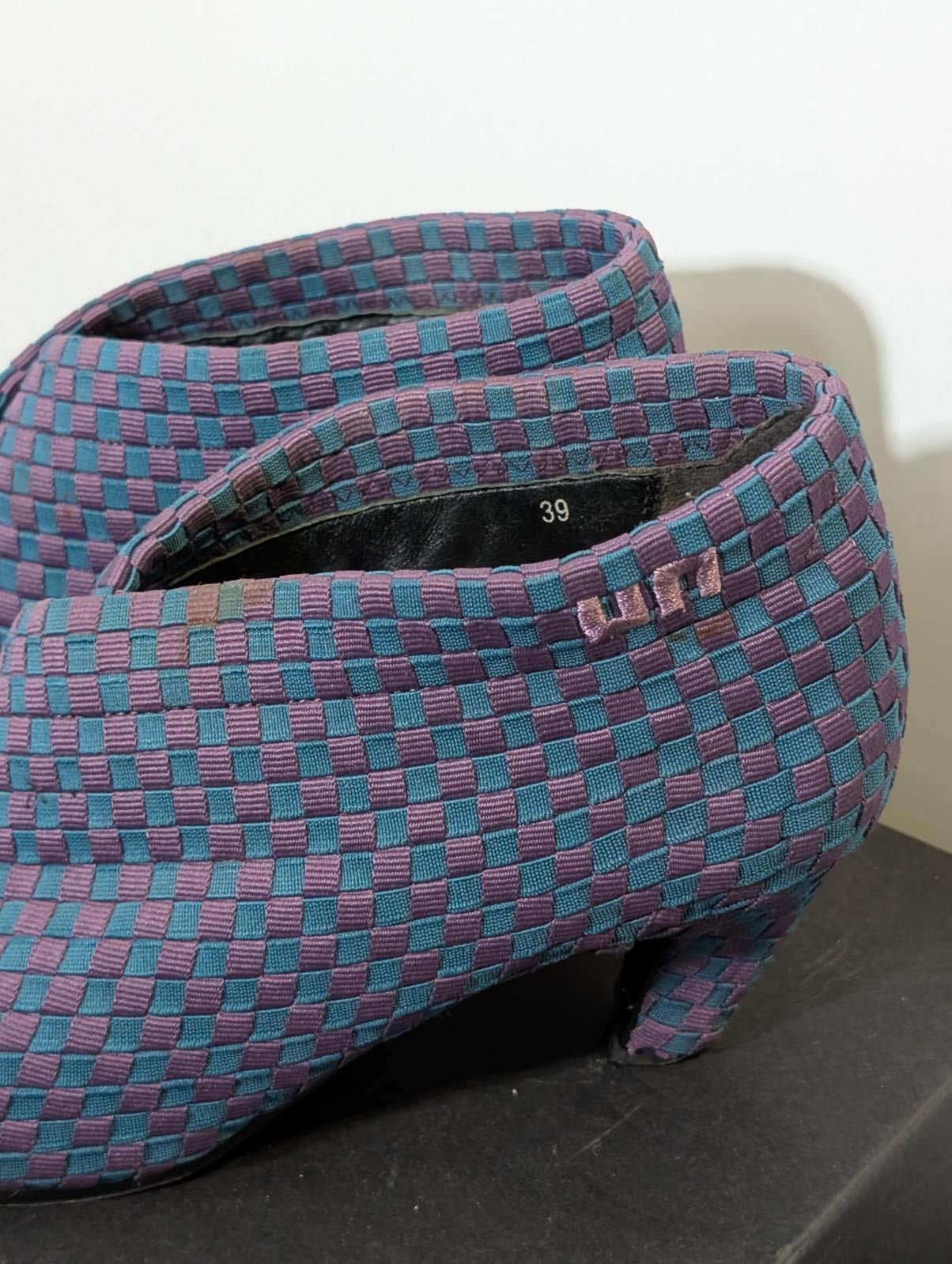 United Nude Woven Ankle Boots - Purple & Teal Kitten Heel EU 39 - Image 7