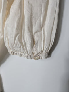 Callore Vintage Floral Embroidered Peplum Blouse Cream - Image 6