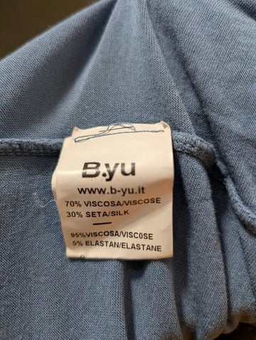 B.yu Silk Blend Oversized Blouse Blue Size M - Image 4