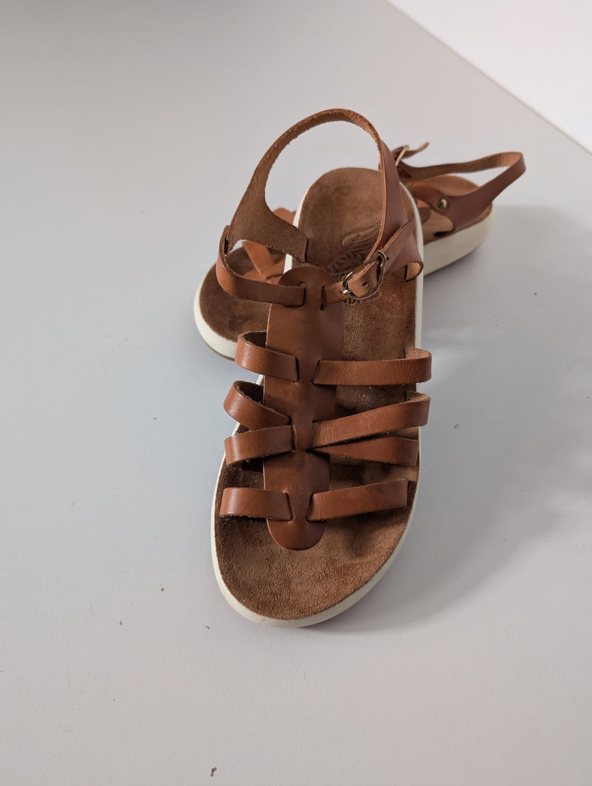 Ancient Greek Sandals - Tan Leather Gladiator Sandals EU 39 - Image 6