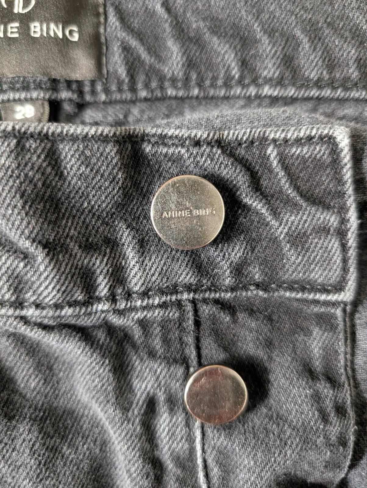 Anine Bing Tyler Jeans Washed Black Straight Leg Size 29 - Image 6