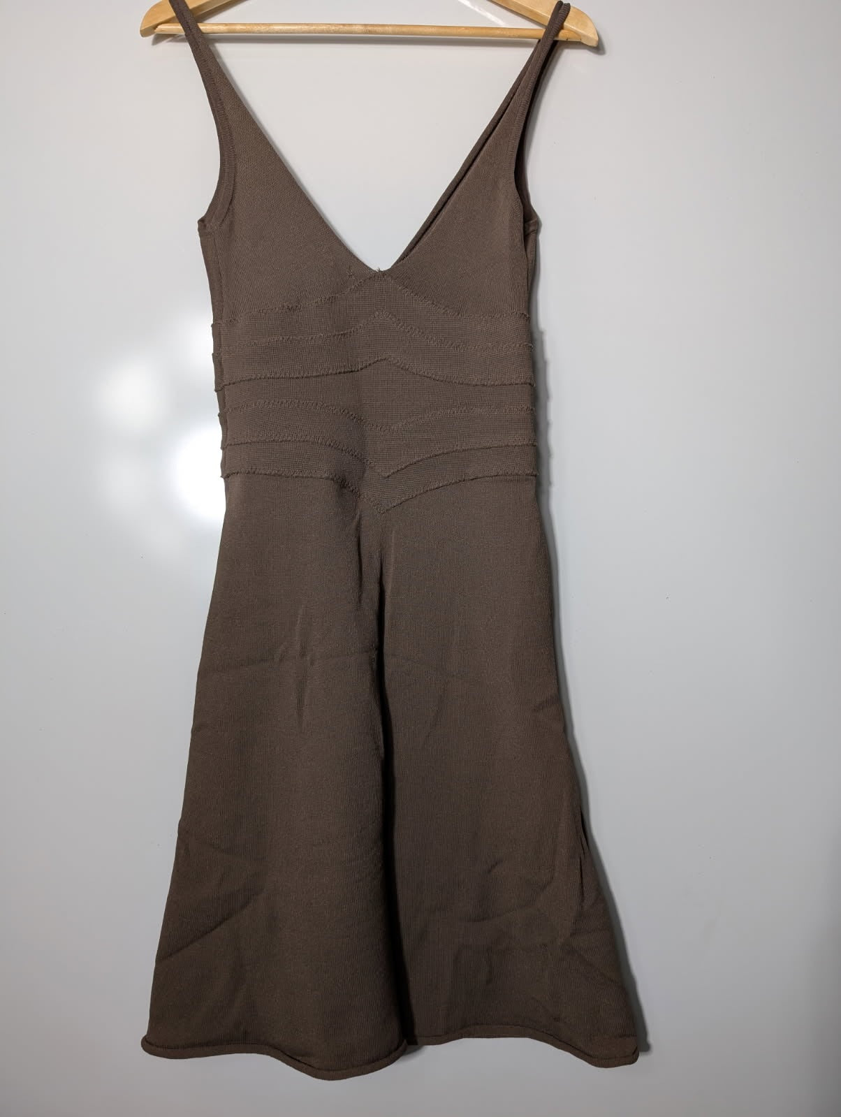 Scanlan & Theodore Brown V-Neck Bandage Knit Dress - Size SM - Image 6