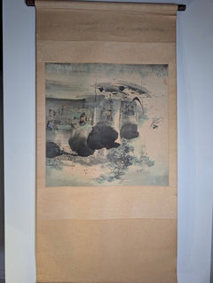 Vintage Japanese Kakejiku Hanging Scroll Ink Wash Painting - Image 7
