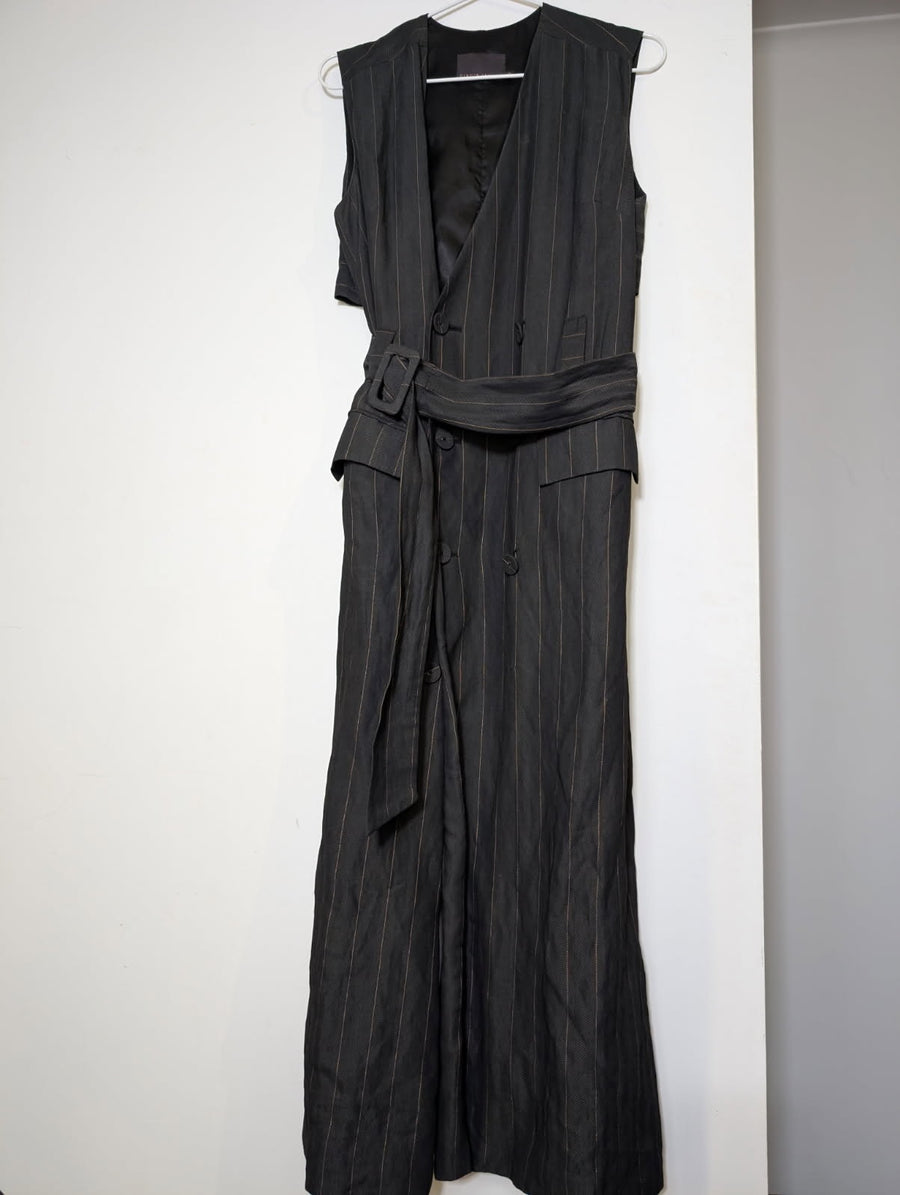 Ginger & Smart Longline Pinstripe Double-Breasted Sleeveless Vest Coat - Image 6