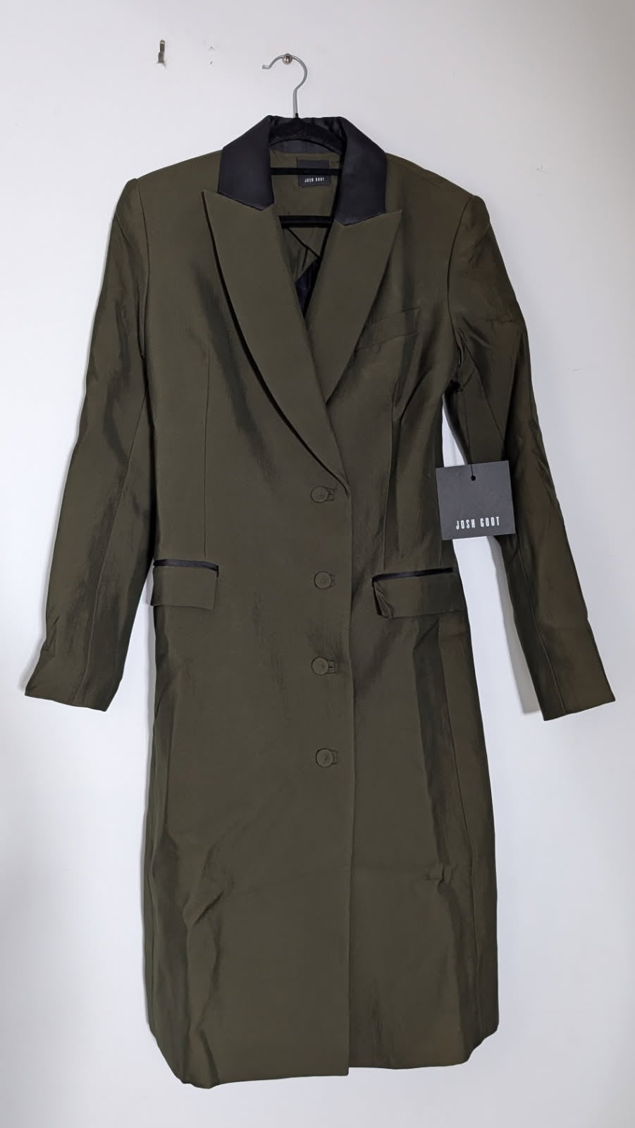 Josh Goot Olive Green Long Blazer Coat - Contrast Lapel - Image 6
