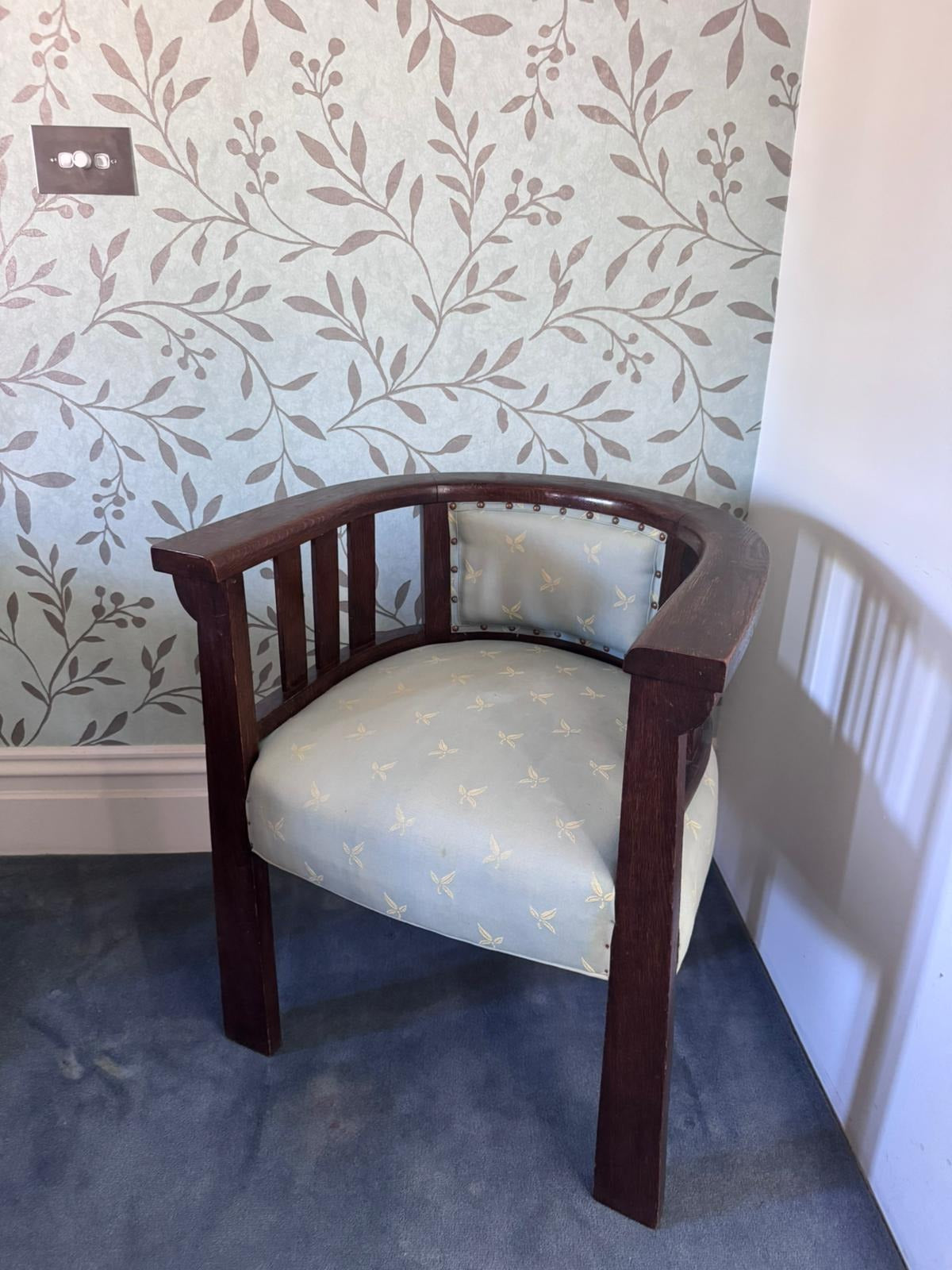 Antique Edwardian Style Mahogany Tub Chair Vintage 1950s Solid Timber - Image 6