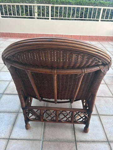 Vintage Wicker Rattan Barrel Back Armchairs - Set of 2 - Image 7
