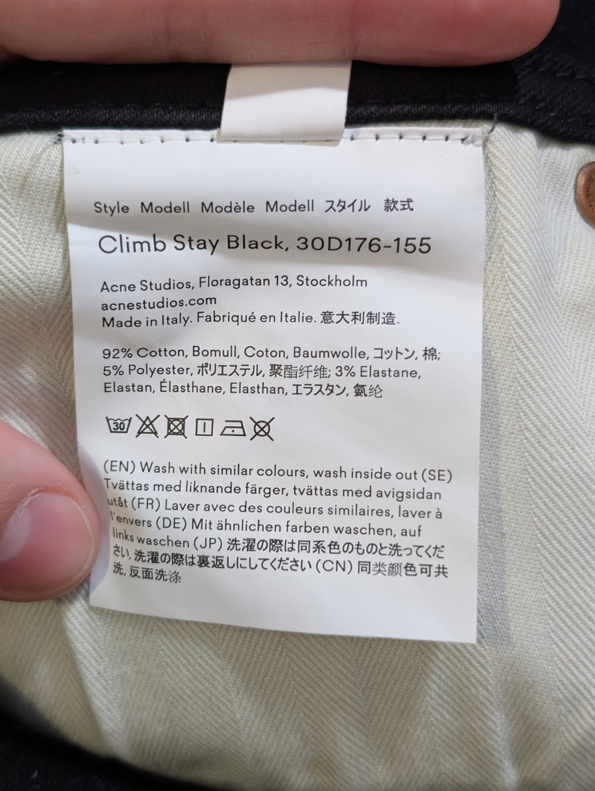 Acne Studios Blå Konst Climb Stay Black Denim Jeans Size 30D176-155 - Image 3