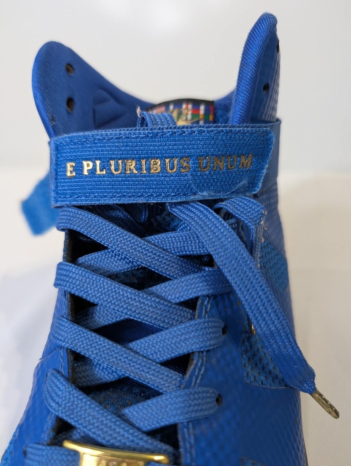 Nike Air Force 1 High - Blue Textured Gold Accents US 8 - Image 6