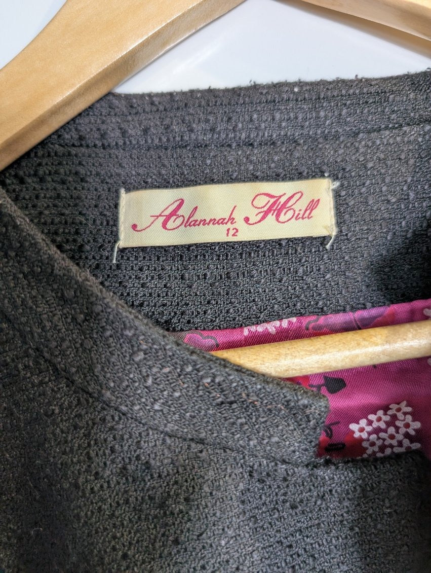 Alannah Hill Textured Cropped Blazer Black Women's Size 12 - Image 7